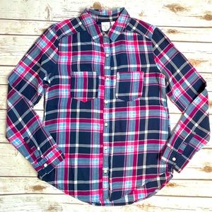 Nordstrom BP Women’s Blue Flannel Plaid Shirt Size S Small